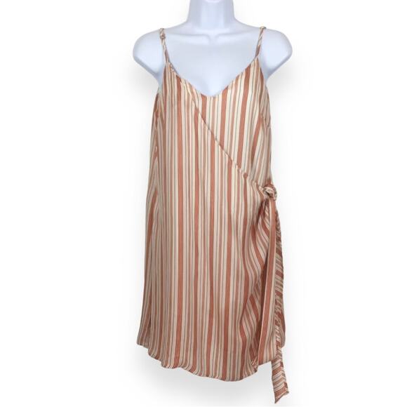 NECTAR Orange & White Stripe Spaghetti Strap Wrap Mini Dress size S - Picture 1 of 5